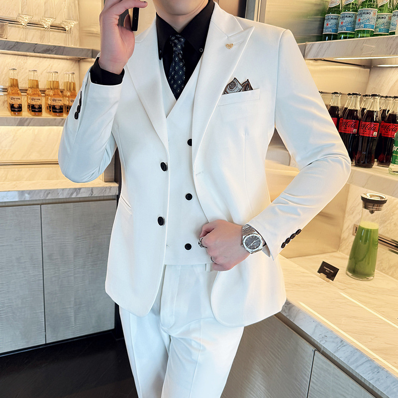 Men Formal Wear For Dinner - Белый мужской костюм-тройка Slim Fit с