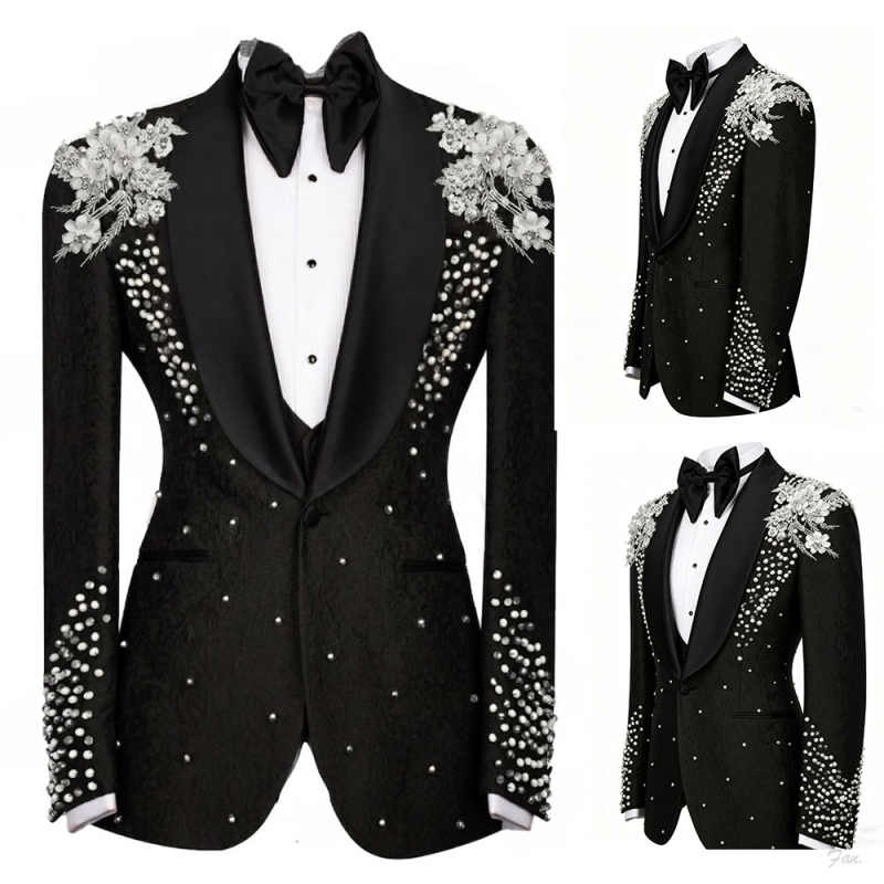 Men Formal Wear For Dinner - Мужской костюм с блестящими кристаллами, пиджак