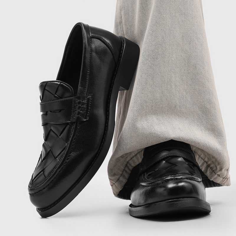 Men'S Formal Office Wear Shoes - Мужские ручной работы плетеные лоферы черного