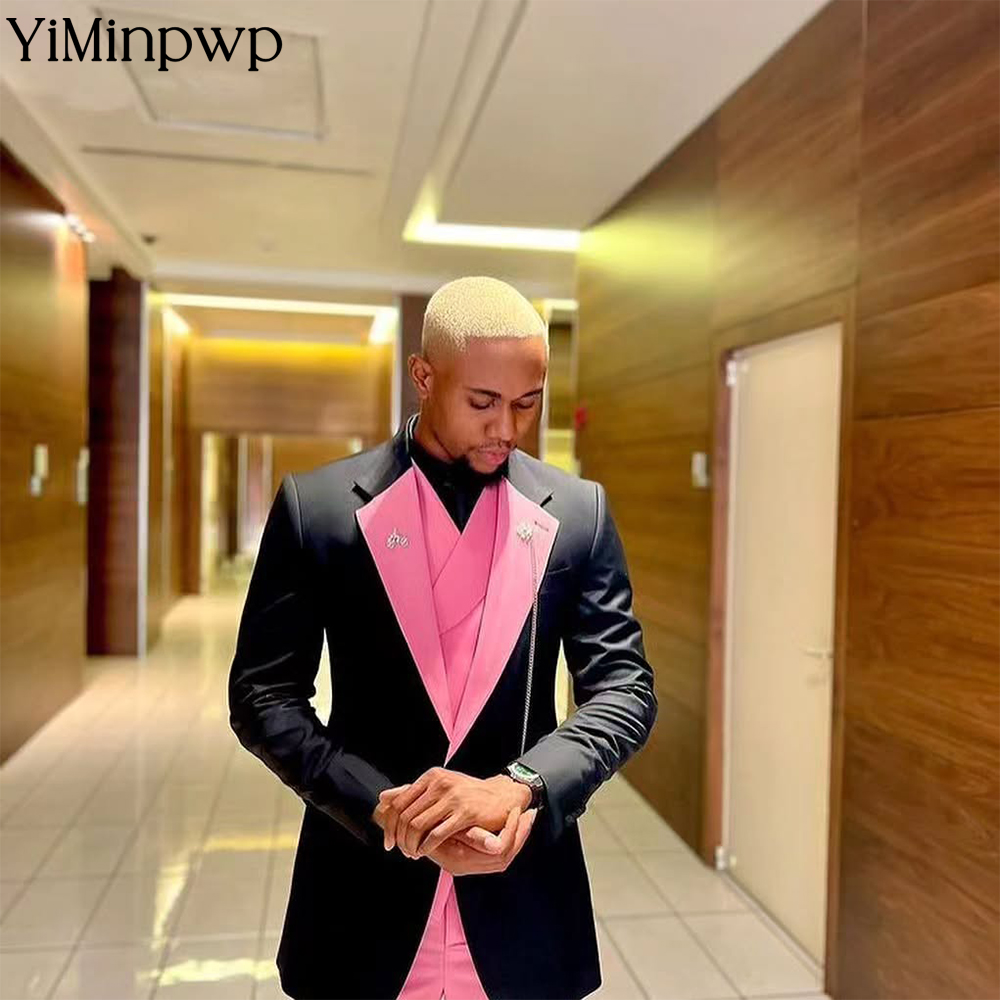 Men Formal Wear Clothes - YiMinpwp красивый розовый мужской костюм, однотонный