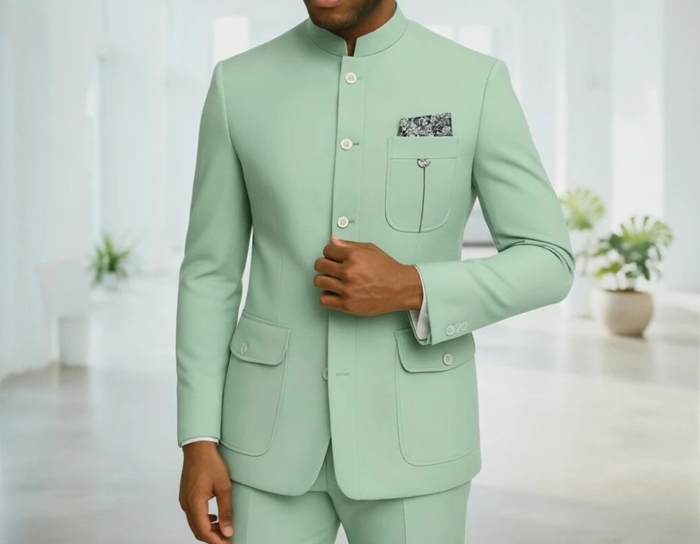 Men Formal Wear Green - Мужской костюм Safari: Премиальный светло-зеленый пиджак