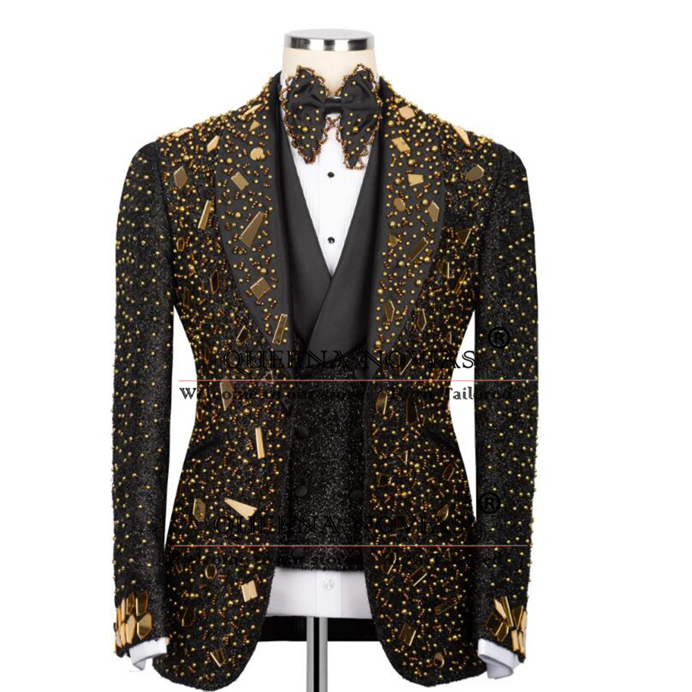 Men'S Formal Wear For Reception - Мужской костюм с блестящими кристаллами и