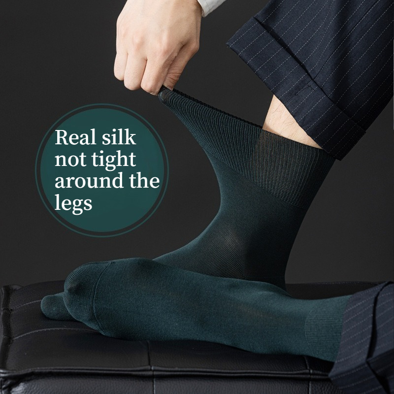 Men Formal Wear Green - Мужские деловые носки из натурального шелка,