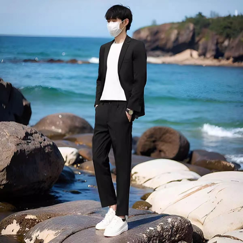 Korean Men Formal Wear - Мужской легкий летний костюм, комплект из