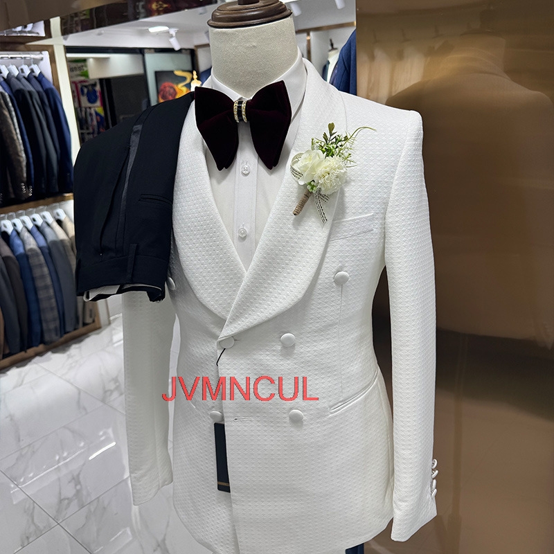 Men'S Formal Wear For Reception - Мужской жаккардовый костюм-тройка: элегантный пиджак, жилет