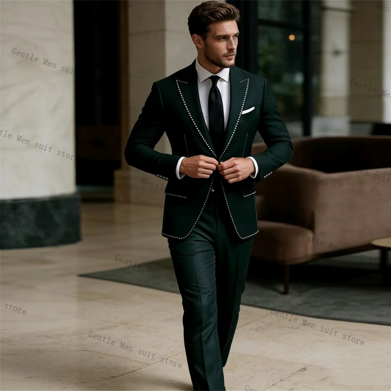 Men Formal Wear Green - Роскошный зеленый мужской костюм Crystals, комплект