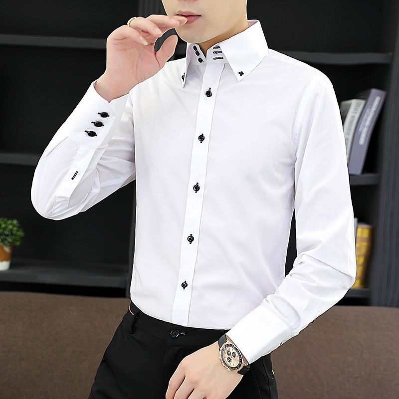 Весенне-осенняя мужская рубашк – обзор и цена Korean Men Formal Wear