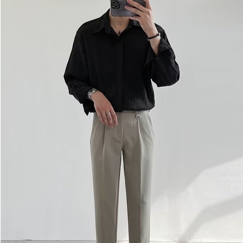 Черно-абрикосовая белая рубашк – обзор и цена Korean Men Formal Wear